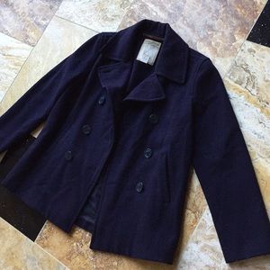 Abercrombie & Fitch Navy pea coat made in Italy